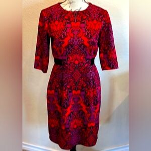 Gabby Skye Boho Red & purple | Knee Length| 3/4 Sleeve | Dress | Size 10